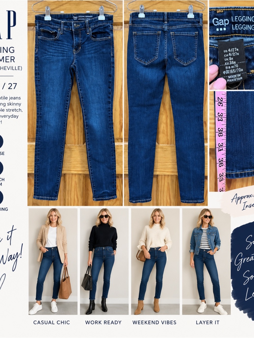 GAP Skinny Legging Jeans in Dark Blue Wash